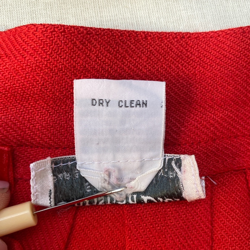Vintage Christian Dior Separates Pleated Red Wool Blend Skirt Size 12 - Picture 10 of 15